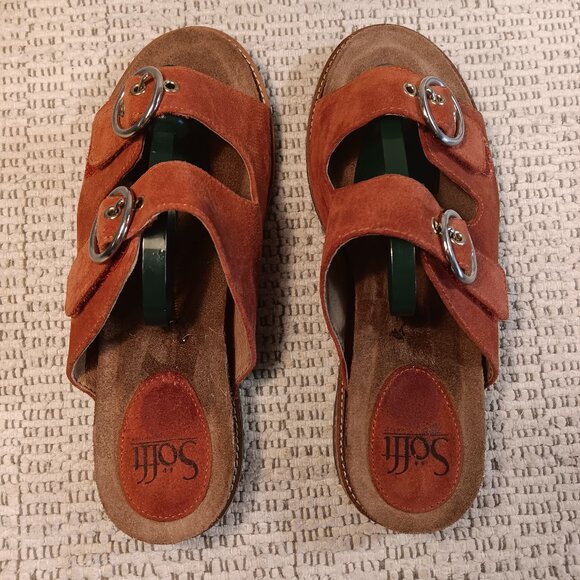 Sofft women's cardinal red suede leather adjustable slide sandals sz 8 Medium - Picture 3 of 15